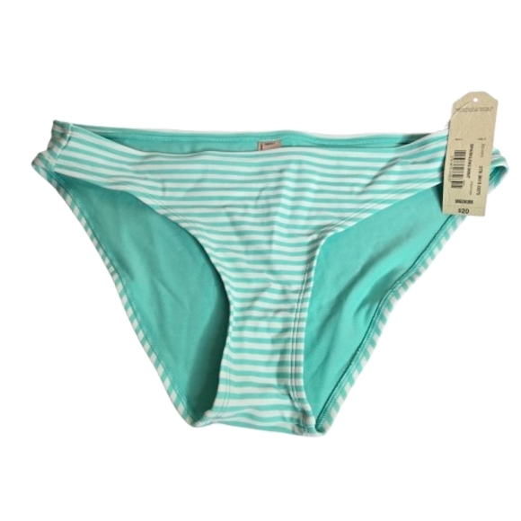 Arizona Jeans Co Swim Sparkling Mint Turquoise Aqua Striped Bikini Bottom Jr M - Picture 1 of 6